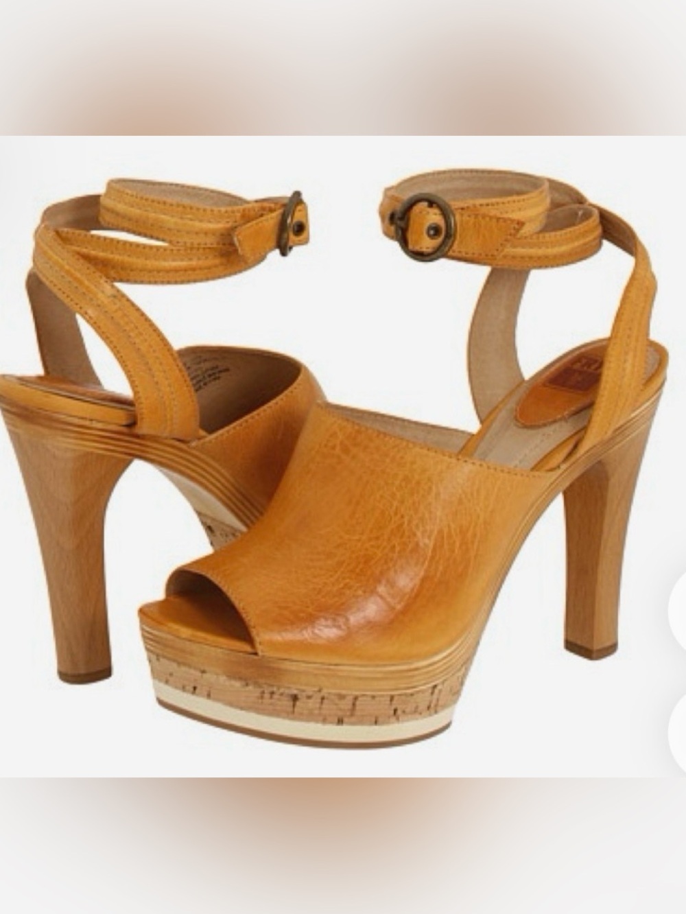 Frye Leather Cork-Platform Ankle-Strap Sandals